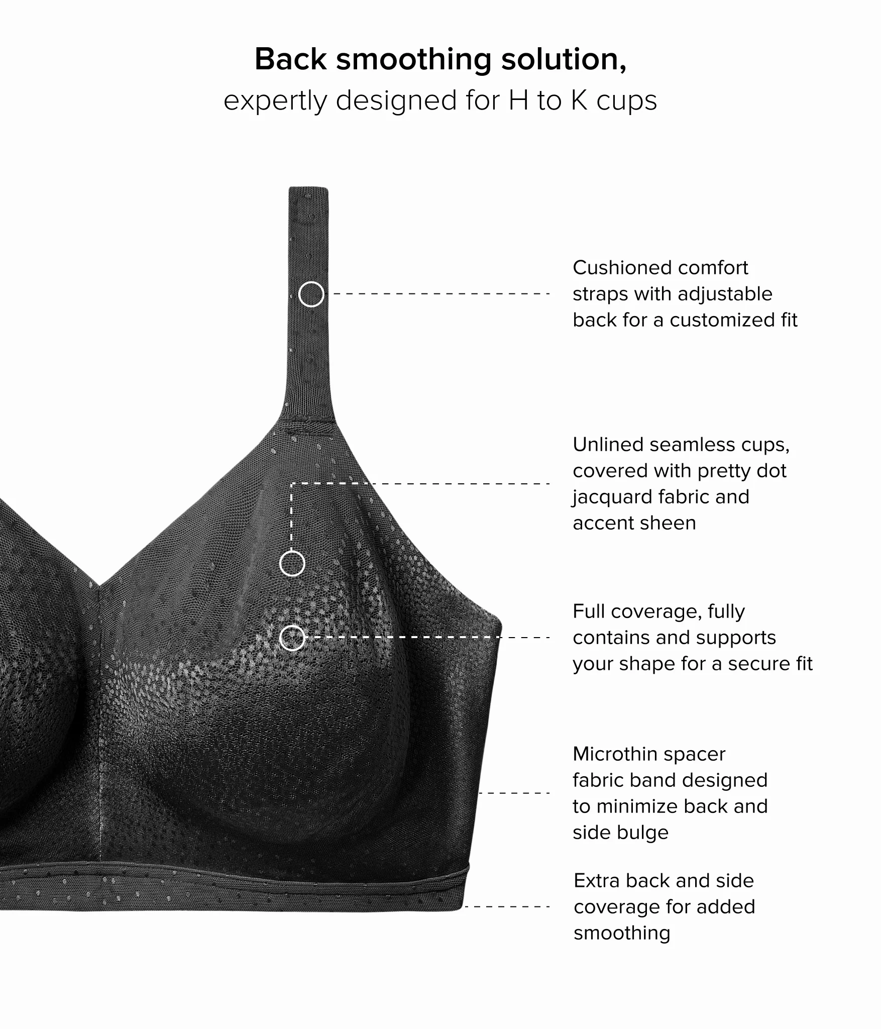 Back AppealĀ® H-K Cup Wire Free Bra: Black - Image 4
