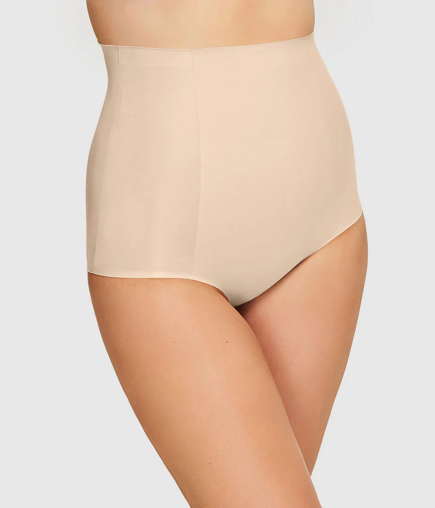 Beyond Naked Cotton Blend Shaping Hi-Waist Brief: Sand - Image 2