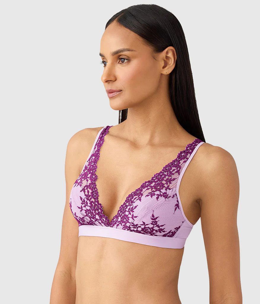 Embrace Lace® Wire Free Bralette: Lavender Sage/Dark Purple - Image 4