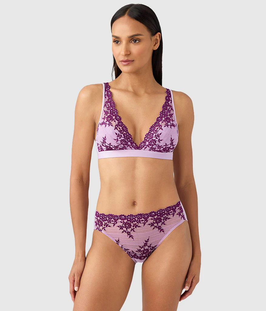 Embrace Lace® Wire Free Bralette: Lavender Sage/Dark Purple - Image 5