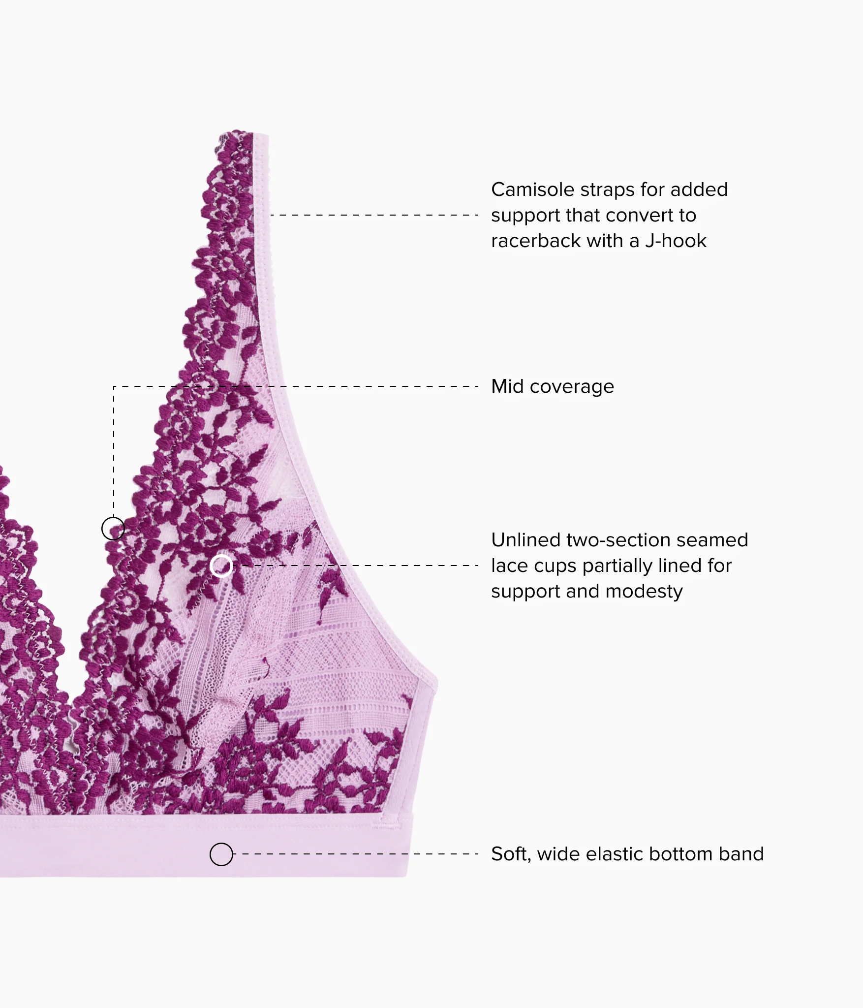 Embrace Lace® Wire Free Bralette: Lavender Sage/Dark Purple - Image 6