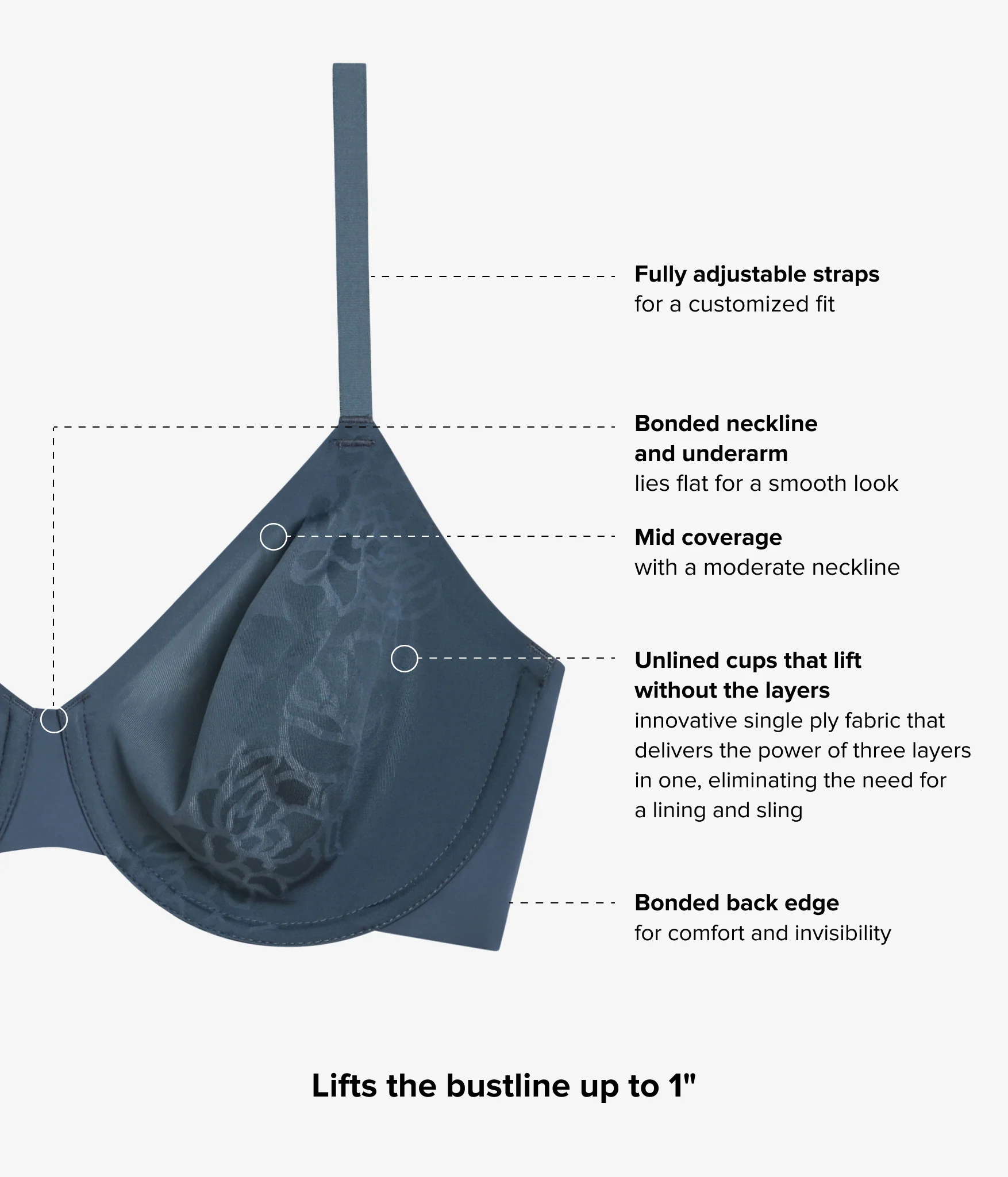 Confidence Boost™ Underwire Bra: Dark Slate - Image 5