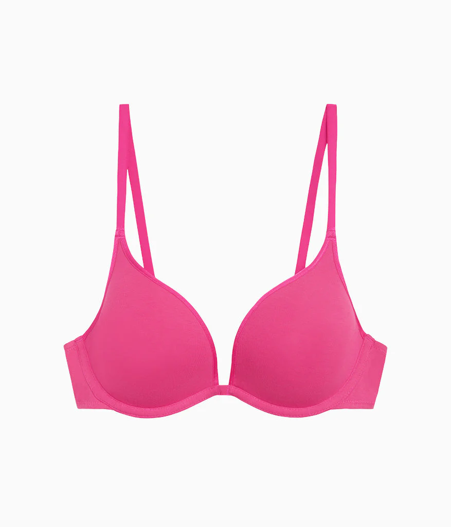 Cotton To A Tee Plunge T-Shirt Bra: Raspberry Sorbet - Image 4