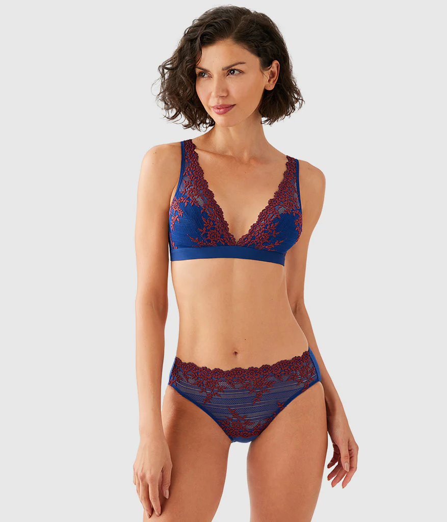 Embrace Lace® Wire Free Bralette: Blue Depths/Cordovan - Image 4