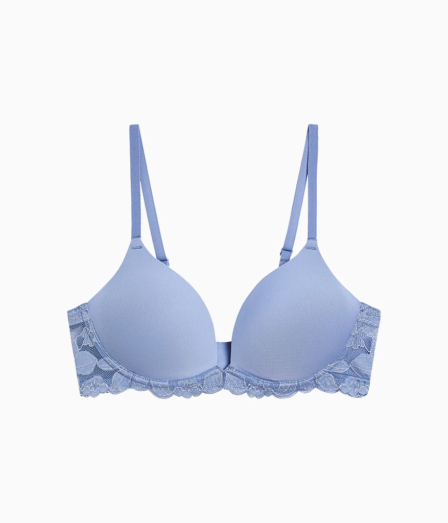 Feeling Famous Wire Free Push Up Bra: Country Blue/Bright White - Image 5