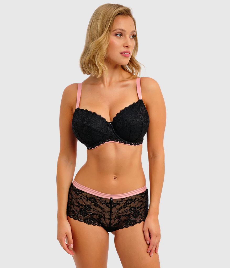 Freya Offbeat Underwire Padded Half Cup Bra: Black - Image 3