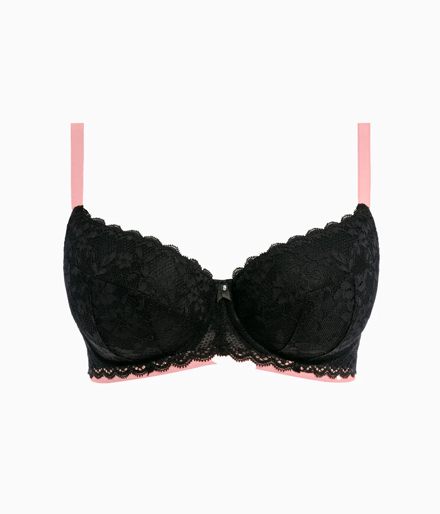 Freya Offbeat Underwire Padded Half Cup Bra: Black - Image 4