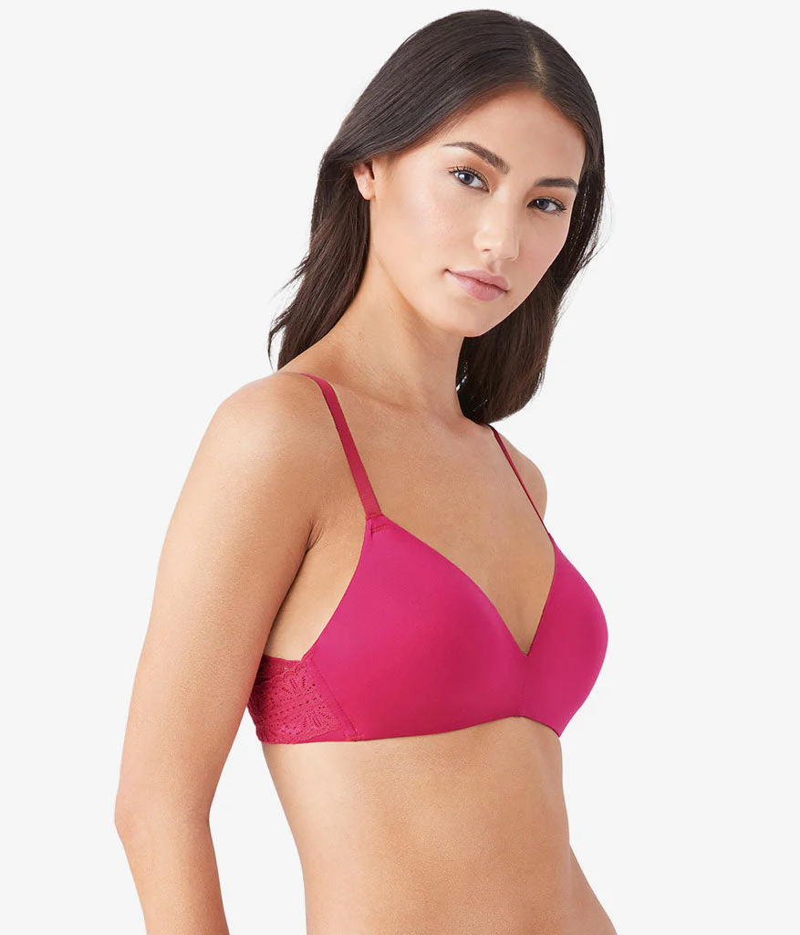 Future Foundation Wire Free T-Shirt Bra with Lace: Bright Rose - Image 2