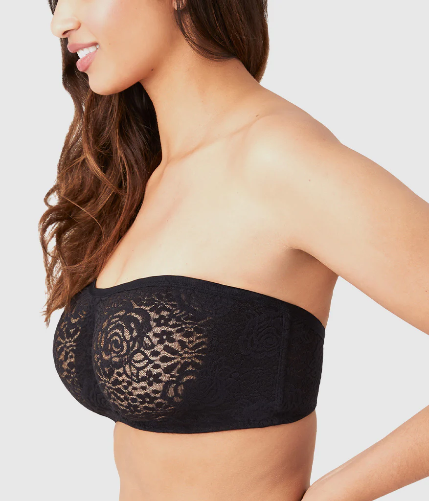 Halo Lace Strapless Underwire Bra: Black - Image 2