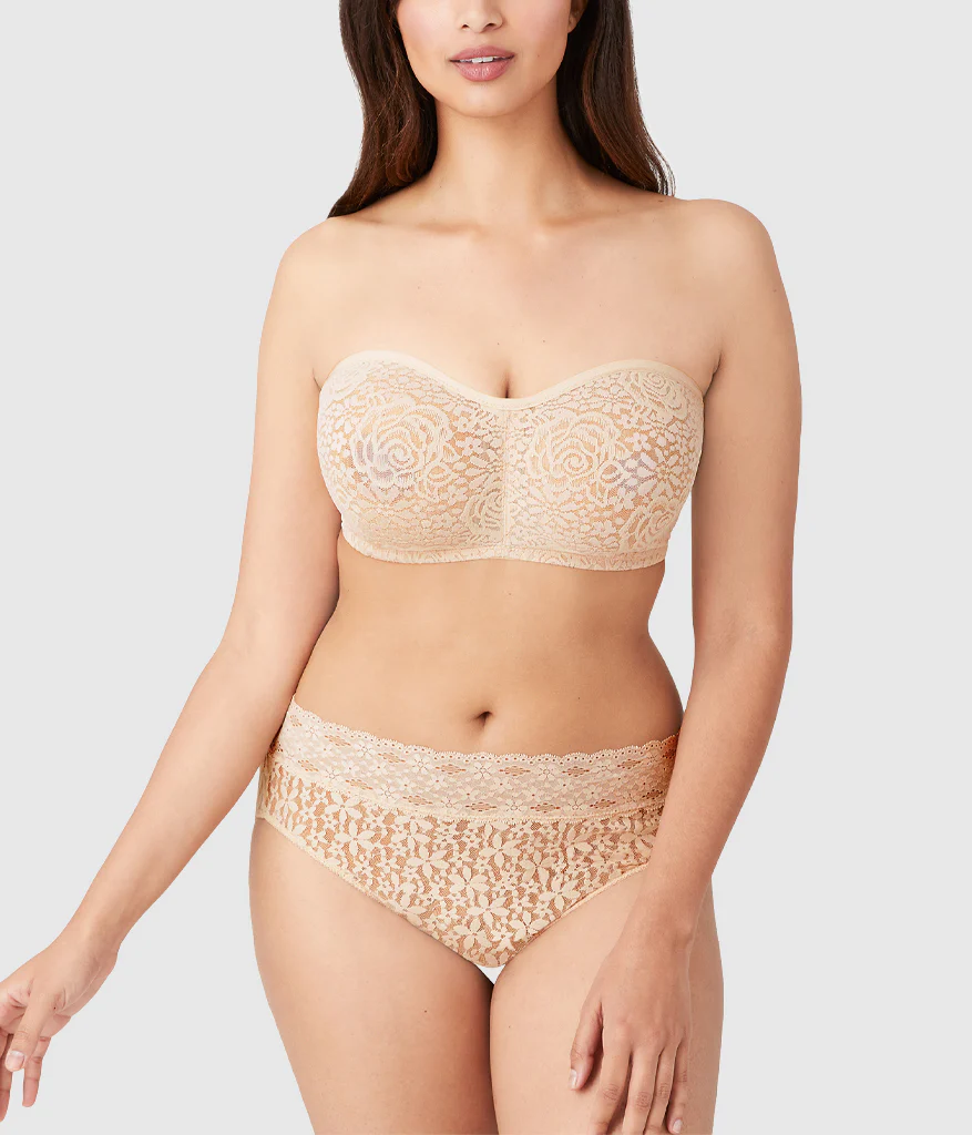 Halo Lace Strapless Underwire Bra: Sand - Image 4