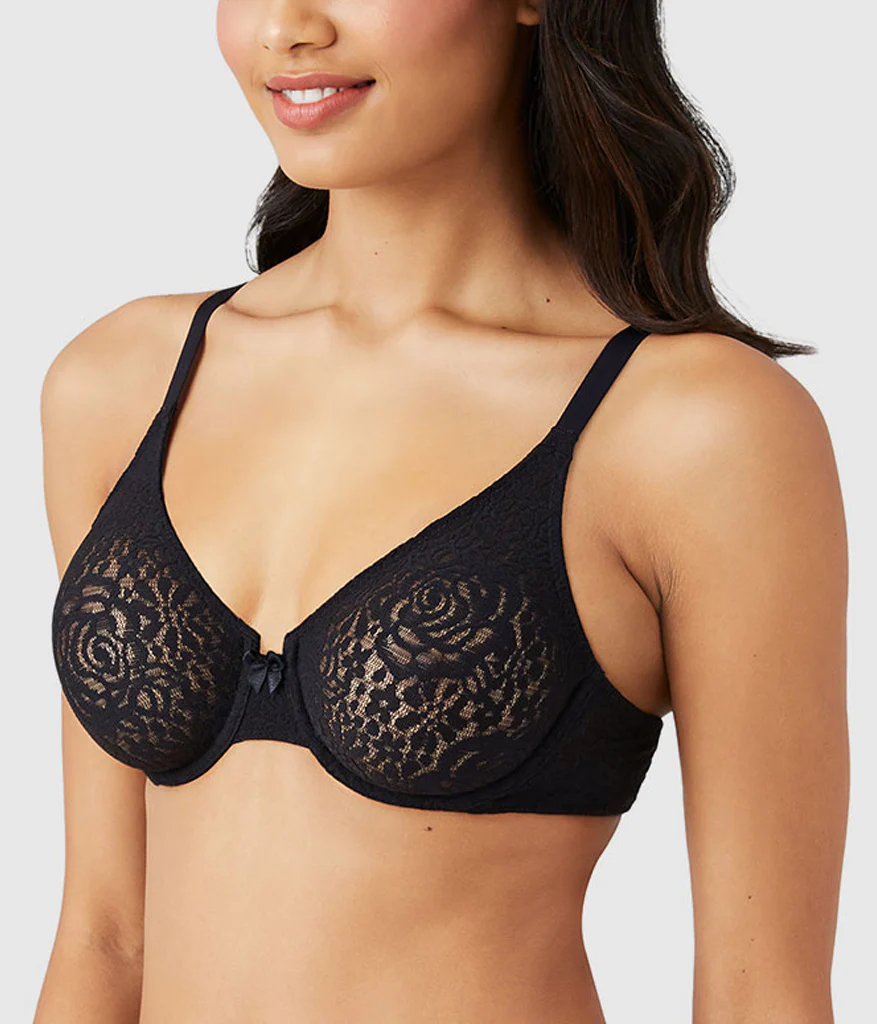 Halo Lace Underwire Bra: Black - Image 3