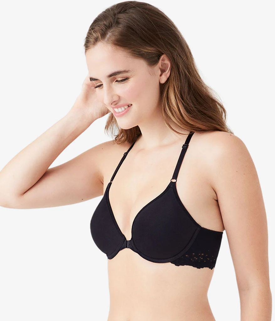 Inspired Eyelet Front Close T-Shirt Bra: Night - Image 2