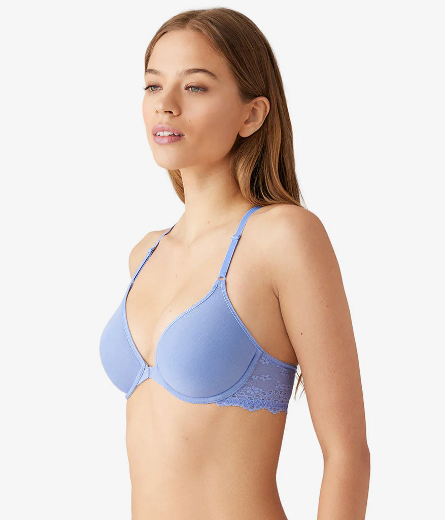 Inspired Eyelet Front Close T-Shirt Bra: Pale Iris - Image 2