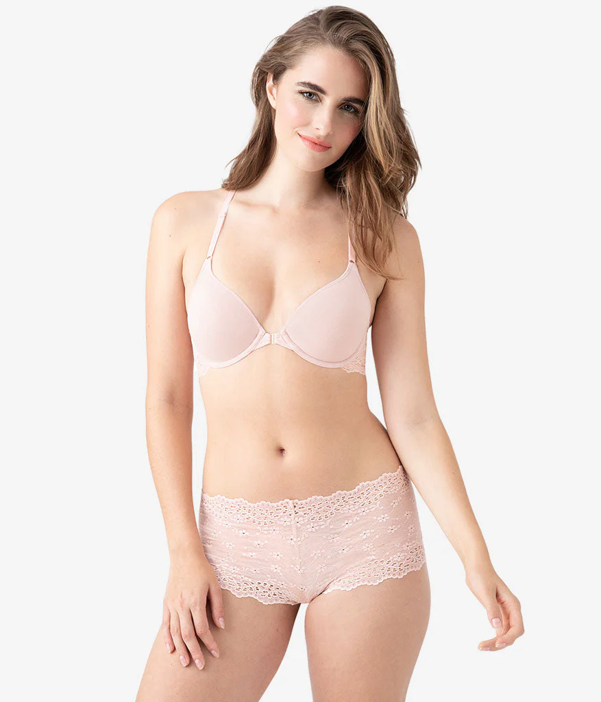 Inspired Eyelet Front Close T-Shirt Bra: Rose Smoke - Image 4