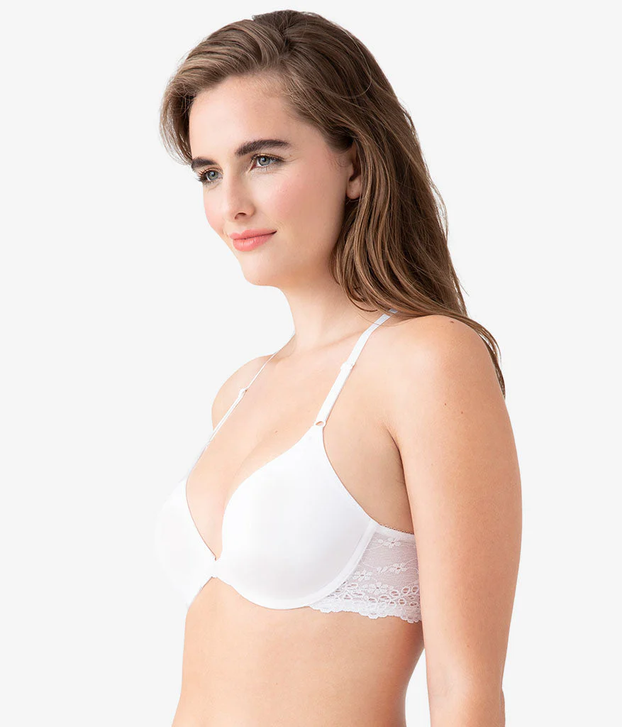 Inspired Eyelet Front Close T-Shirt Bra: White - Image 2