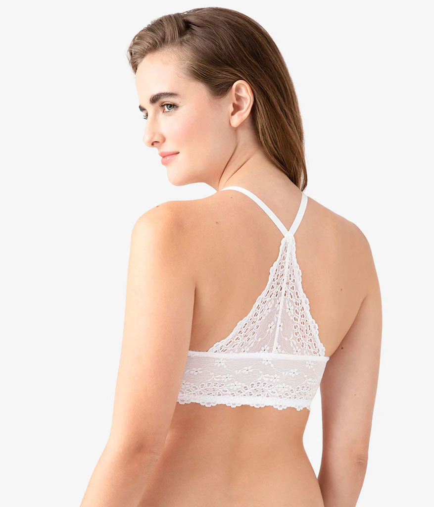 Inspired Eyelet Front Close T-Shirt Bra: White - Image 3