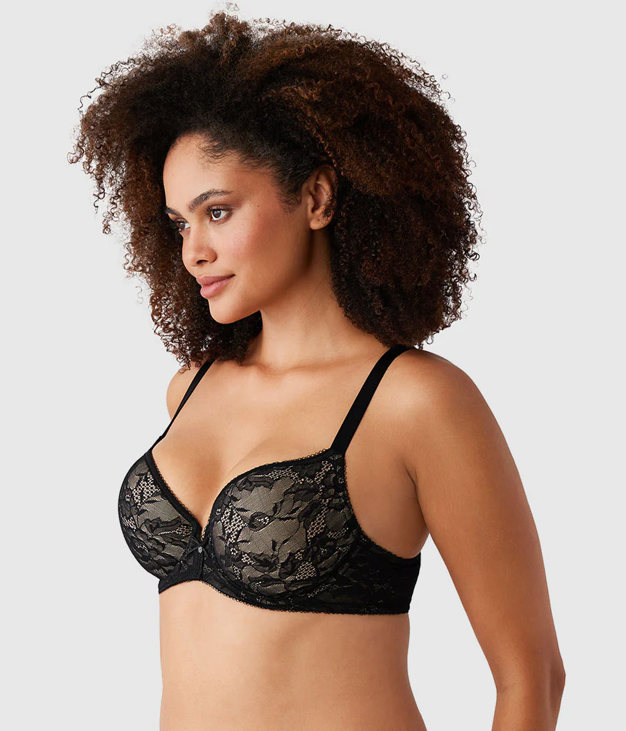 Lace Finesse T-Shirt Bra: Black/Toast - Image 3