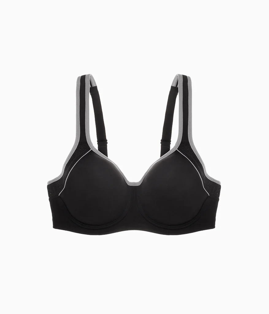 Lindsey Sport Contour Underwire Bra: Black/Lilac Gray - Image 6