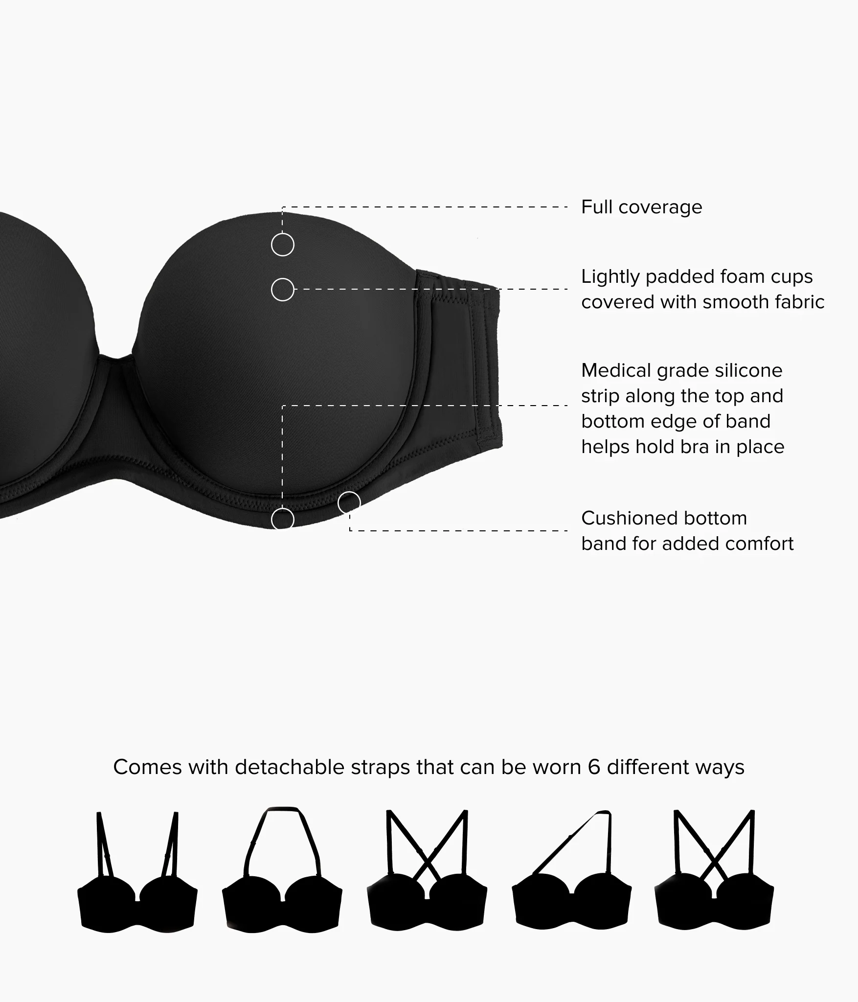 Red Carpet™ Strapless Underwire Bra: Black - Image 4