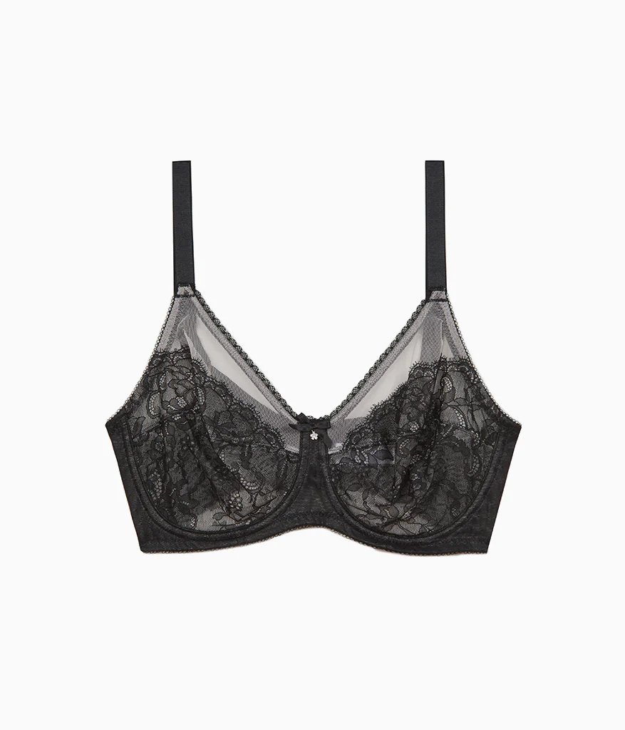 Retro Chic Full Figure Underwire Bra: Black - Image 5
