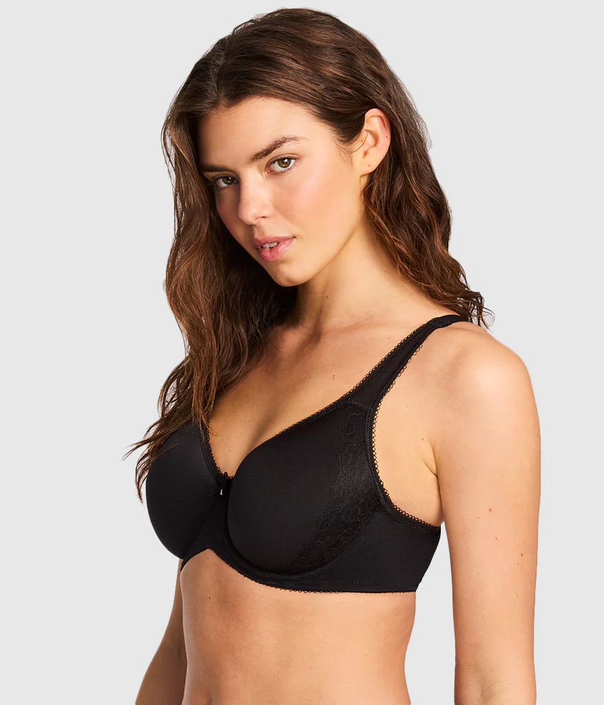 Retro Chic Underwire T-Shirt Bra: Black - Image 3