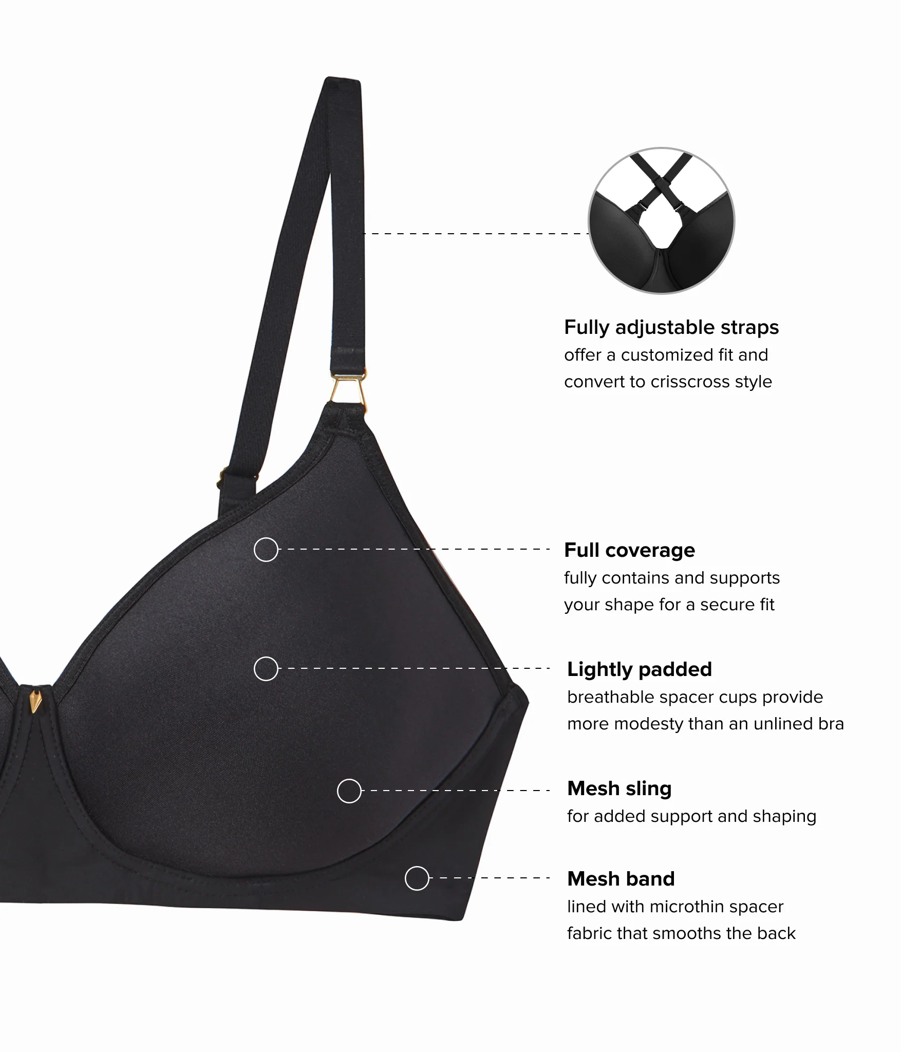 Simply Done Wire Free T-Shirt Bra: Black - Image 6