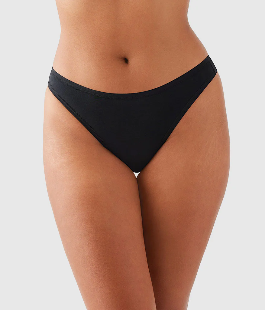Understated Cotton Thong: Black - Image 3