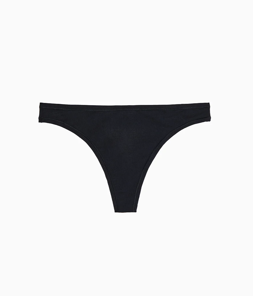 Understated Cotton Thong: Black - Image 4